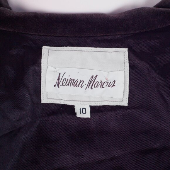 Vintage Ellen Tracy Velvet Embroidered Jacket 80s Brown Size 10 - Picture 9 of 10